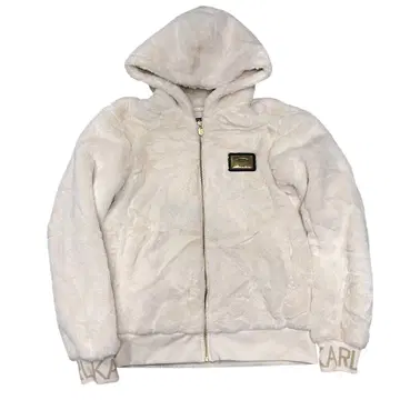 칼 카니 골드 플레이트 리브 로고 숏 퍼 후드티