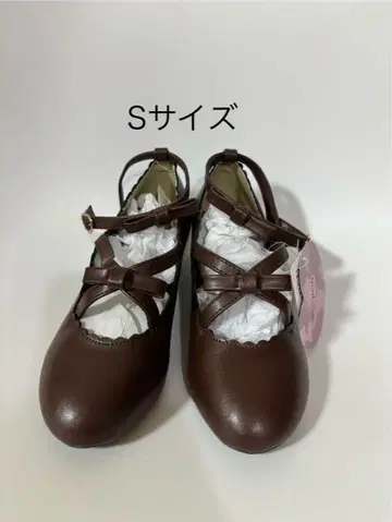 시마무라 x 아오키 미사코 리본 스트랩 펌프스 브라운 미사용품 S 사이즈