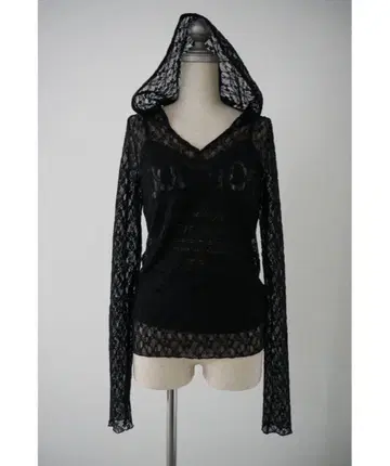 Helk LACE HOODIE TOPS (BLACK)