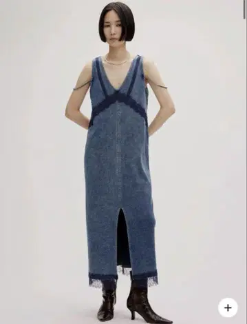 MEDI 2WAY DENIM LIKE LACE DOCKING DRESS