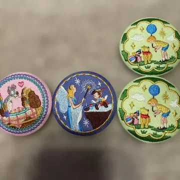 디즈니 자수 캔뱃지 4개 세트