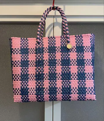 메르카도 백 GINGHAM 메탈릭 블루/핑크 (XS)
