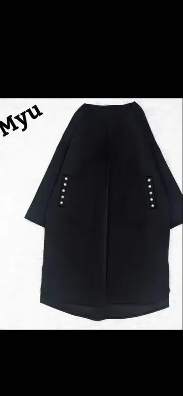 Myu, 포켓 진주 본딩 코트, 블랙