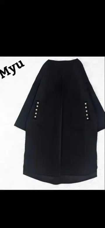 Myu, 포켓 진주 본딩 코트, 블랙