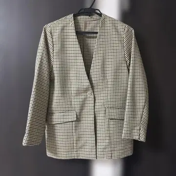 JOHNBULL 노카라 자켓 S 체크 무늬