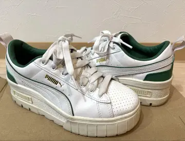 PUMA 통굽 스니커즈 화이트/그린 23cm