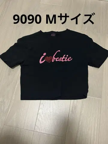9090 i love bestie 크롭 티셔츠
