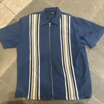 XLARGE 스트라이프 집업 피케 셔츠 지퍼 피케