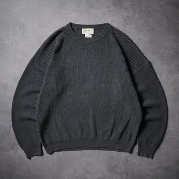 90s Eddie Bauer USA제 크루넥 코튼 니트 그레이