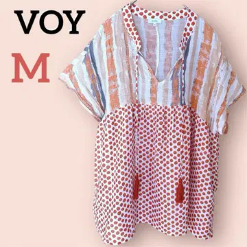 새상품급 VOY [ M ] 반팔 오렌지 도트 무늬 셔츠