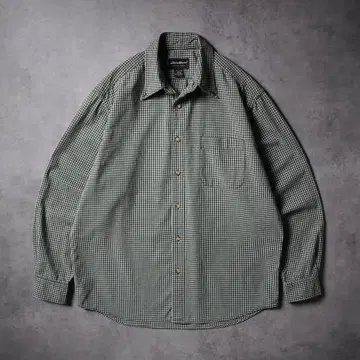 00s Eddie Bauer 체크 셔츠 긴팔 셔츠 다크 그린