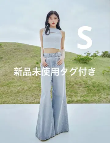 다리치 패치 슬라브 와이드 데님 팬츠