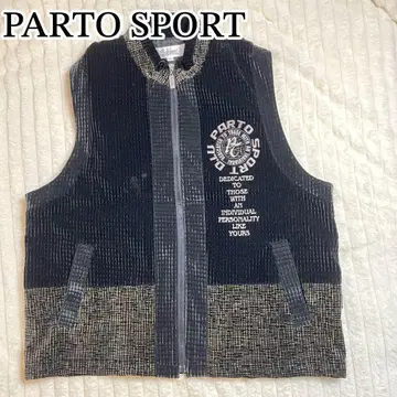 [ 새상품급 ] PARTO SPORT 집업 베스트 벨로아 자수 블랙