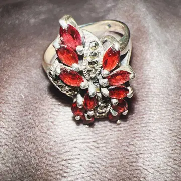 레트로 빨간 돌? 반지 반지 silver925?
