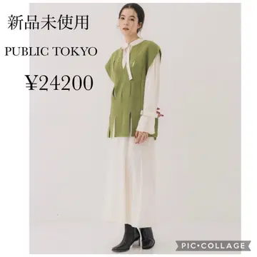 [ 미사용 새상품 ] PUBLIC TOKYO 슬릿 니트 세트 원피스