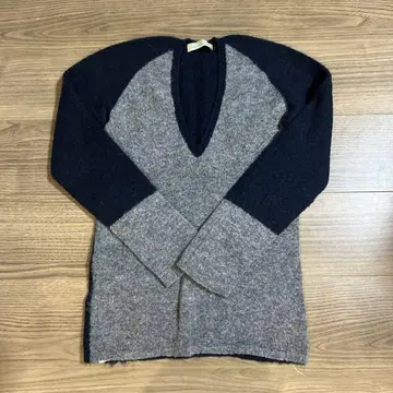 STEFANEL V넥 니트 S 사이즈 그레이/네이비