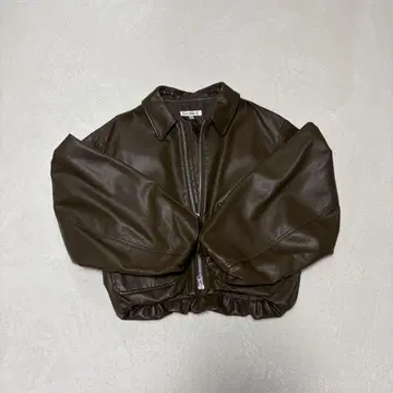 MOUSSY 브라운 크롭 가죽 자켓