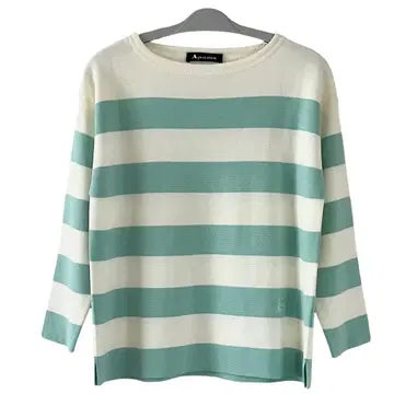 Aquascutum 상쾌한 보더 코튼 니트 8 아쿠아 스큐텀