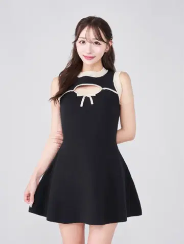 darich 포인트 오픈 니트 미니 원피스