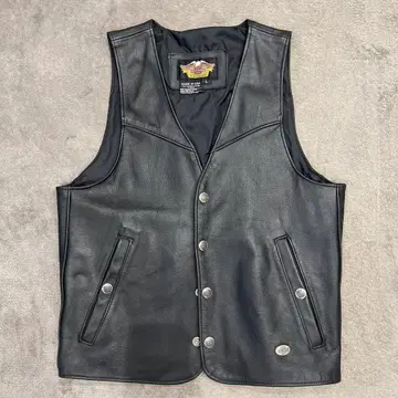 Harley-Davidson 가죽 베스트 L 블랙 USA제 할리