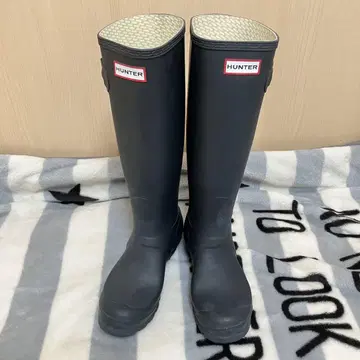 [ 컨디션 최상 ] HUNTER 레인부츠 24.5cm 네이비 버클 포함