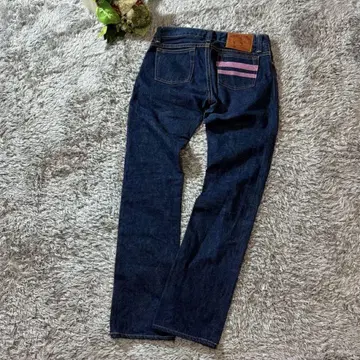 다크 네이비 복숭아타로 청바지 출진 7003SP 페인트 셀비지 데님 팬츠