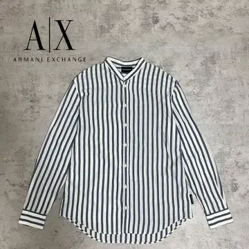 ARMANI 스트라이프 셔츠 밴드 카라 AX 아르마니 긴팔