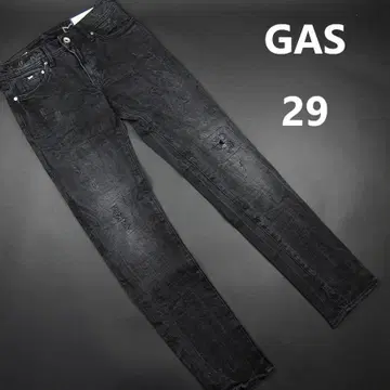 GAS 스키니 데님 데미지 가공 W29 L32 블랙 29
