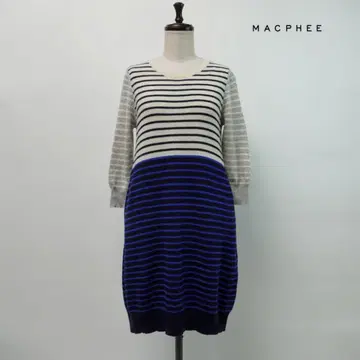 새상품급 MACPHEE 7부 소매 원피스 멀티 컬러 사이즈 38*MC46