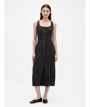 GAP 심 프론트 버튼 미디 원피스 SM 사이즈 착용 가능