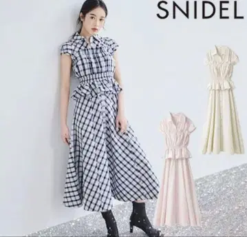 SNIDEL 체크 뷔스티에 콤비 셔츠 원피스