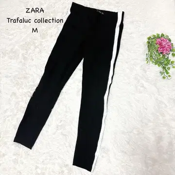 자라 TRF [ M ] 블랙 스키니 팬츠 화이트 스트라이프 레깅스 팬츠