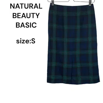 NATURAL BEAUTY BASIC 체크 무릎 기장 스커트