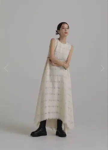 louren slub yarn check dress