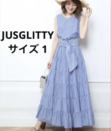 JUSGLITTY 저스길리티 코튼 티어드 원피스 스트라이프