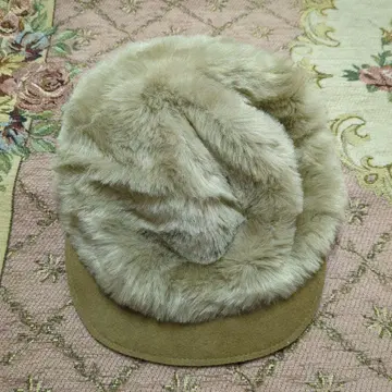이탈리아제 베이지 퍼 캡