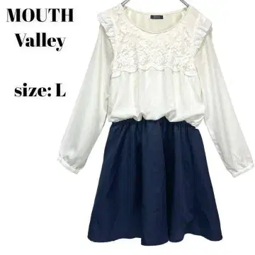 MOUTH Valley 원피스 긴팔 L 무릎 기장 레이스 멋스러운
