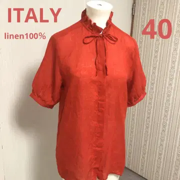 이탈리아제 빨간색 린넨 블라우스 40