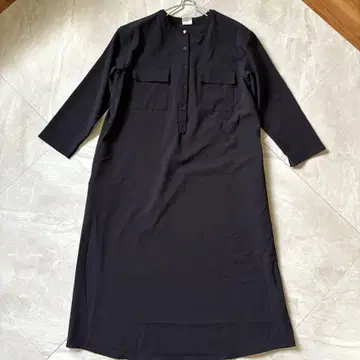 새상품급 12closet 펄 버튼 밴드 카라 셔츠 원피스 다크 네이비
