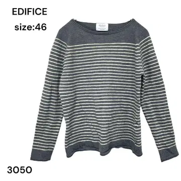 EDIFICE 에디피스 셔츠 긴팔 보더 46 그레이 모