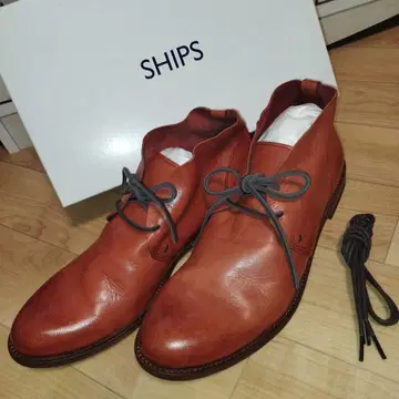 미사용 새상품 [ SHIPS ] 브라운 호스 가죽 처카 부츠 27cm