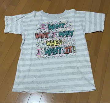 스트라이프 T셔츠 컬러풀 메시지 90s