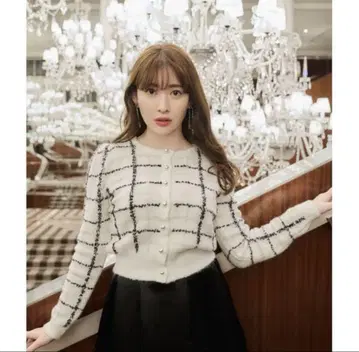 하립투 Bouncy check knit Pullover