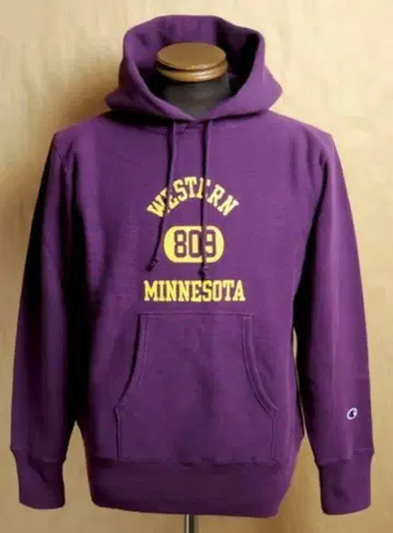 Champion 리버스 위브 칼리지 프린트 복각 단색 파랑 택 후드티