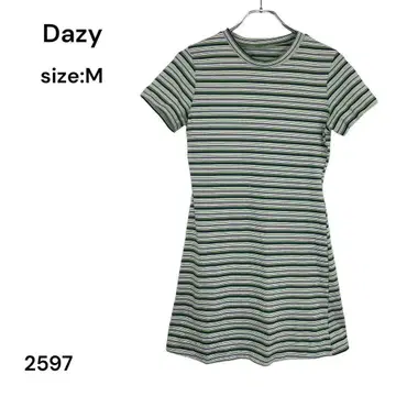 Dazy 셔츠 원피스 M 튜닉 보더 무늬 상의
