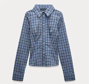 [ 완판템 ] ZARA 자라 체크 무늬 슬림핏 셔츠 S