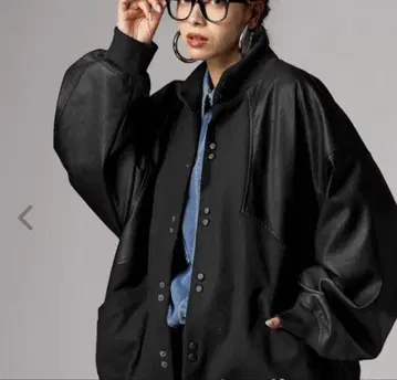 이소재 절개 자켓 리브 블루종