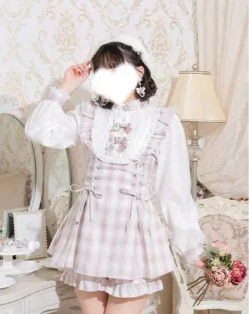 노에미 사키마루쨩 콜라보 하트 초커 시어 체크 셋업