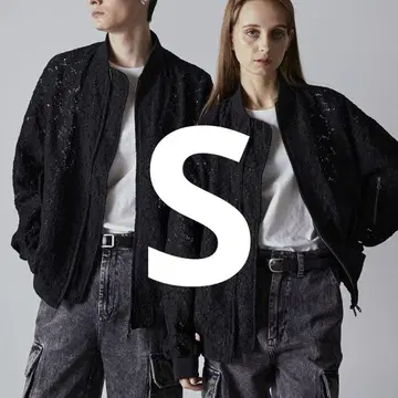 CLEL 자카드 레이스 MA-1 블루종 블랙 S 사이즈 블랙