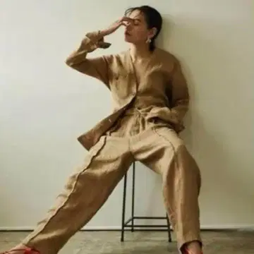 little suzie 리틀스 노카라 린넨 자켓&팬츠